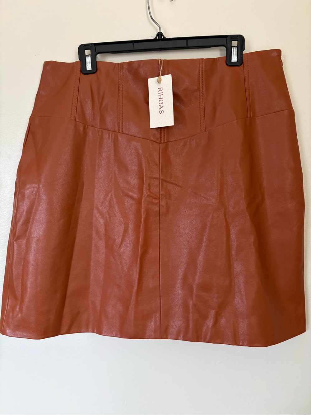 RIHOAS Rust Faux Leather Mini Skirt Size XL NWT